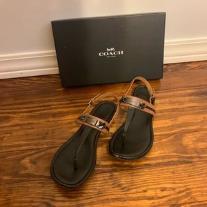 Coach 9.5 Used Caterine Sandals in Black & Brown & Gunmetal